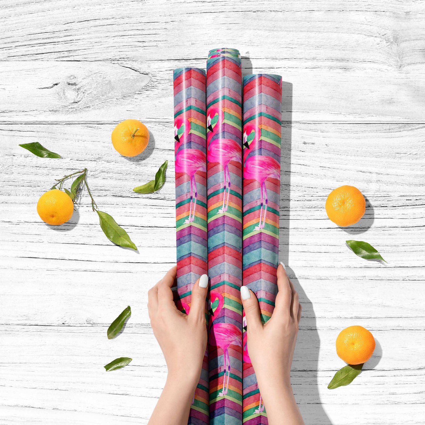 Watercolor Chevron Flamingo Art & Craft Gift Wrapping Paper