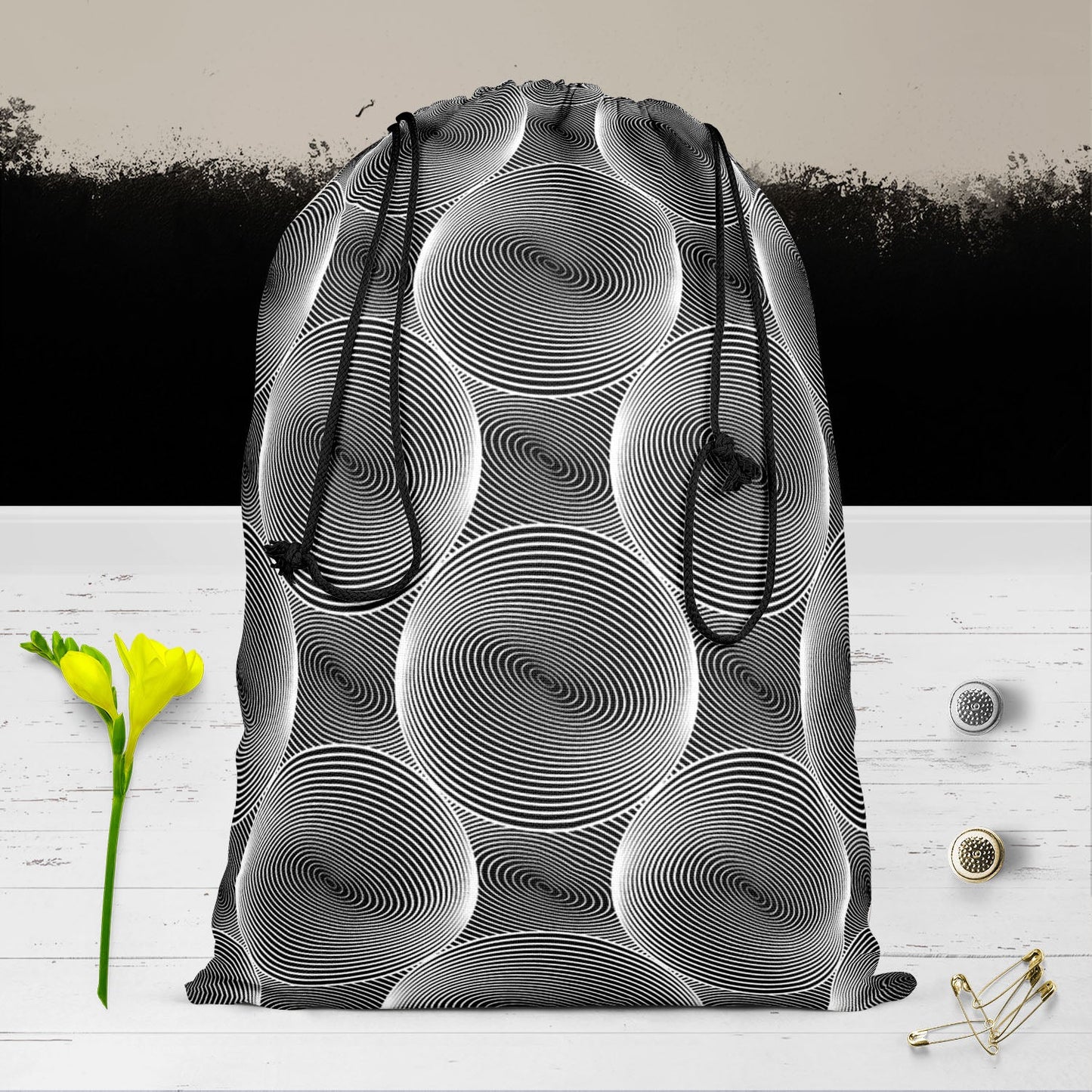 Monochrome Sphere Reusable Sack Bag | Bag for Gym, Storage, Vegetable & Travel