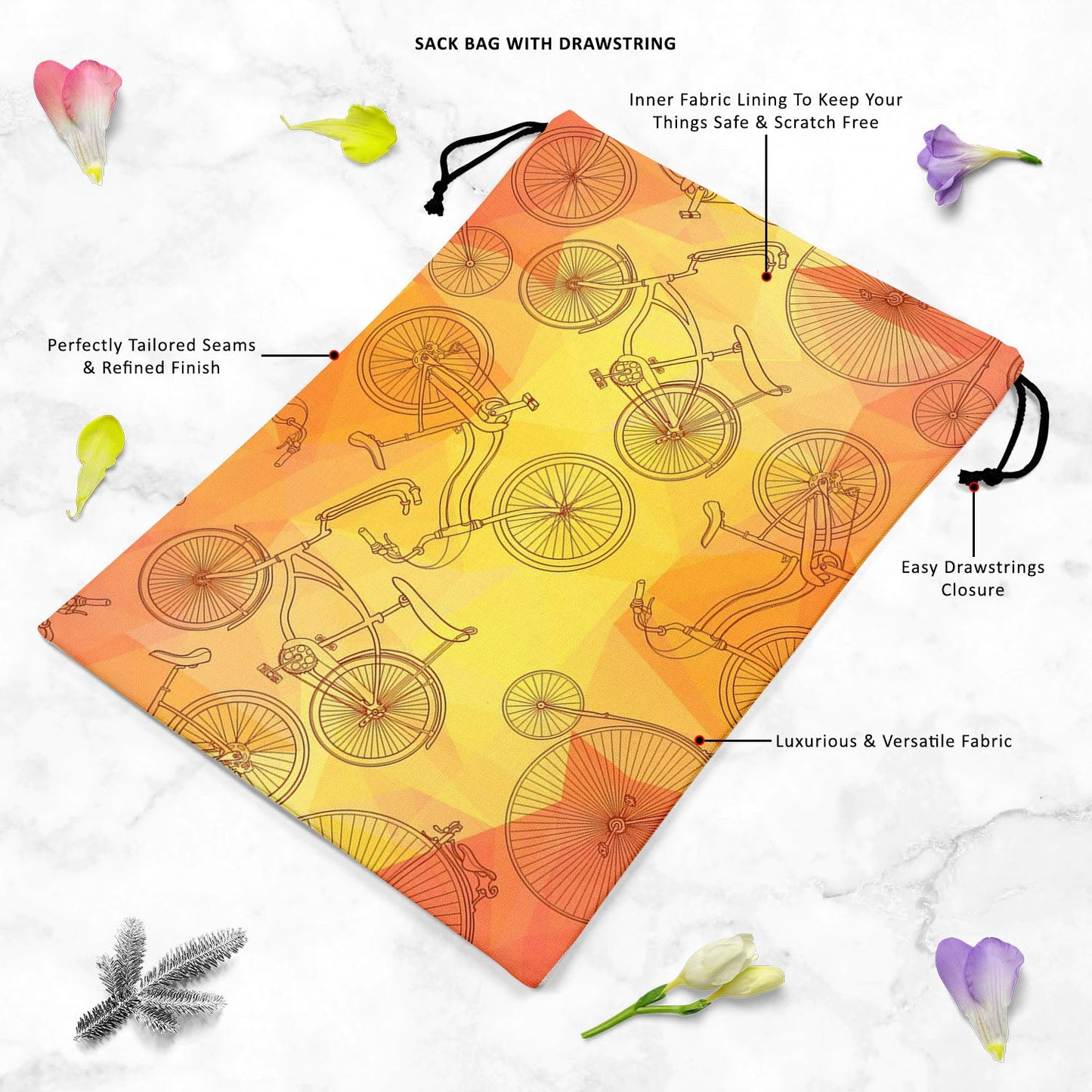 Bicycles D5 Reusable Sack Bag | Bag for Gym, Storage, Vegetable & Travel