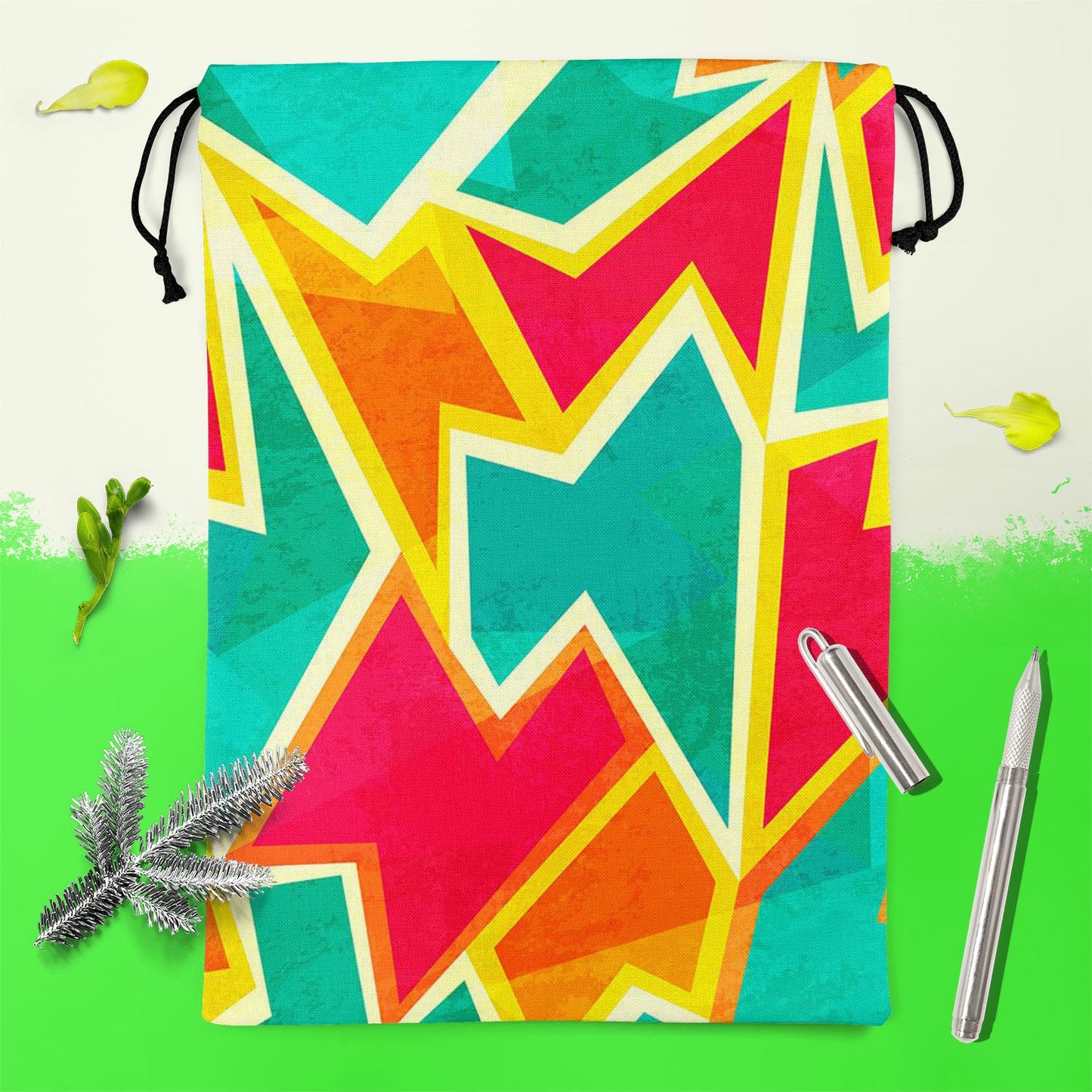Bright Mosaic Reusable Sack Bag | Bag for Gym, Storage, Vegetable & Travel