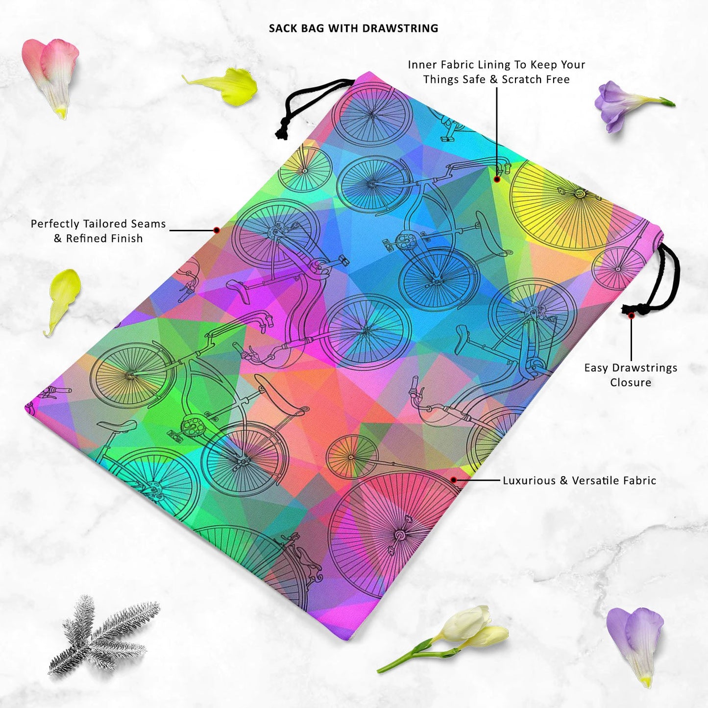 Bicycles D7 Reusable Sack Bag | Bag for Gym, Storage, Vegetable & Travel
