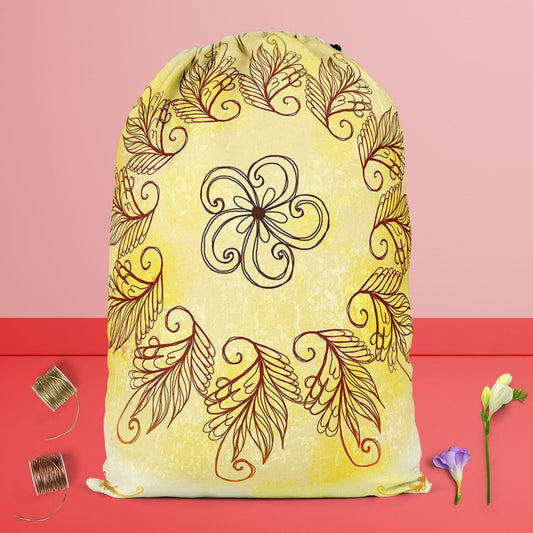Ethnic Circular Ornament D4 Reusable Sack Bag | Bag for Gym, Storage, Vegetable & Travel