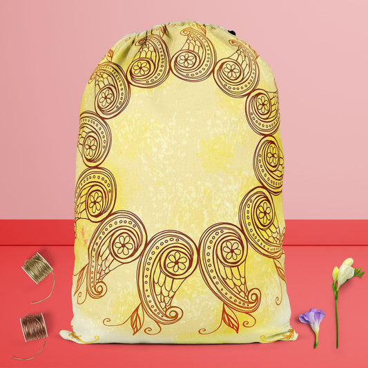 Ethnic Circular Ornament D5 Reusable Sack Bag | Bag for Gym, Storage, Vegetable & Travel