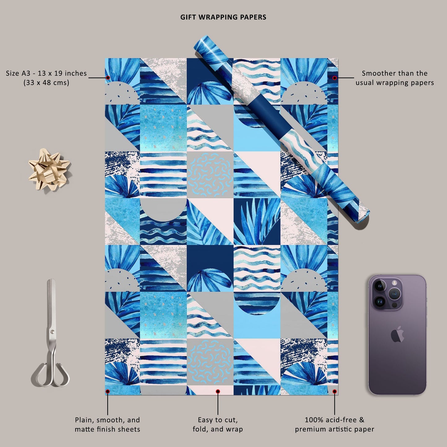 Abstract Squares & Triangles D2 Art & Craft Gift Wrapping Paper