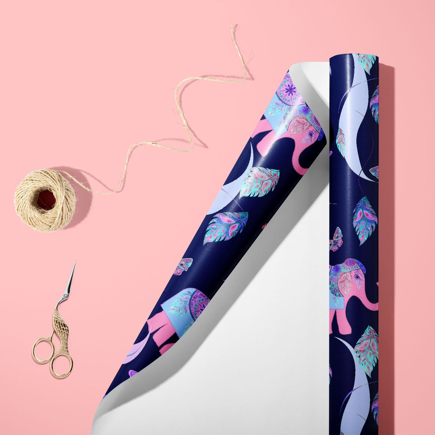 Abstract Elephant Feathers Art & Craft Gift Wrapping Paper
