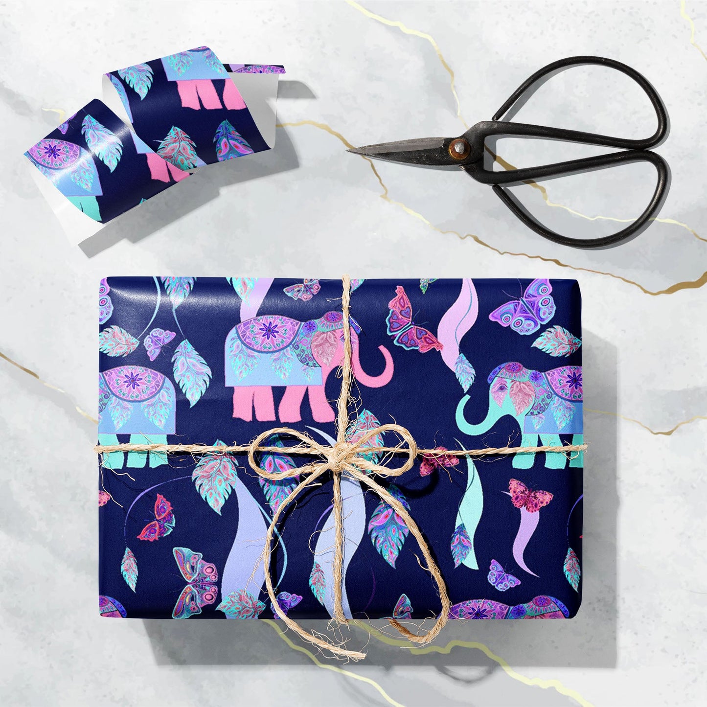 Abstract Elephant Feathers Art & Craft Gift Wrapping Paper