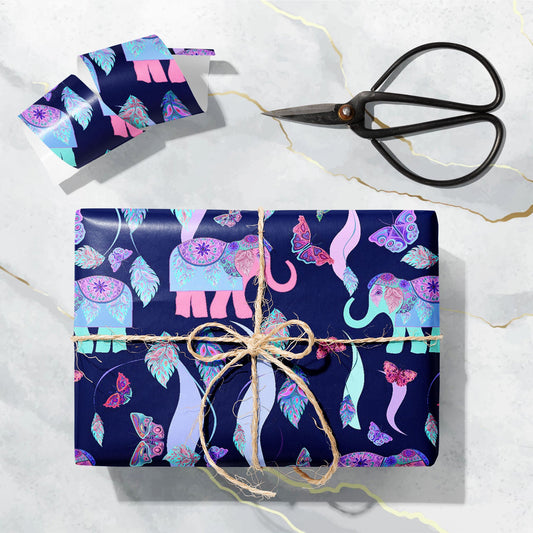 Abstract Elephant Feathers Art & Craft Gift Wrapping Paper