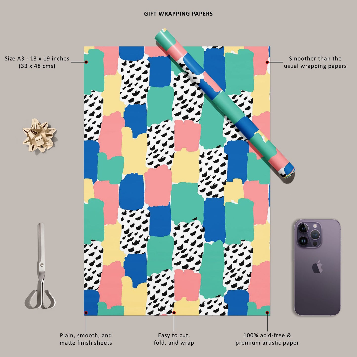 Colorful Abstract Shapes D2 Art & Craft Gift Wrapping Paper