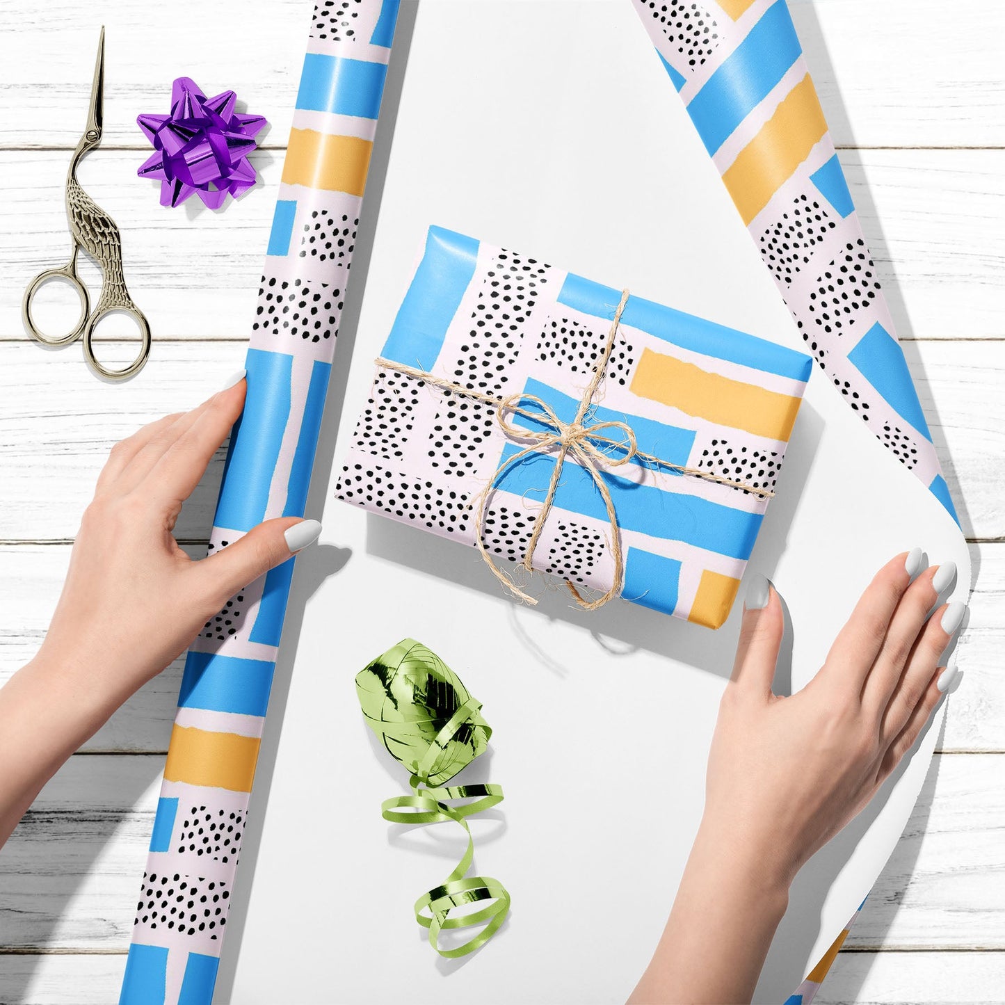 Colorful Repeat Abstract Shapes Art & Craft Gift Wrapping Paper