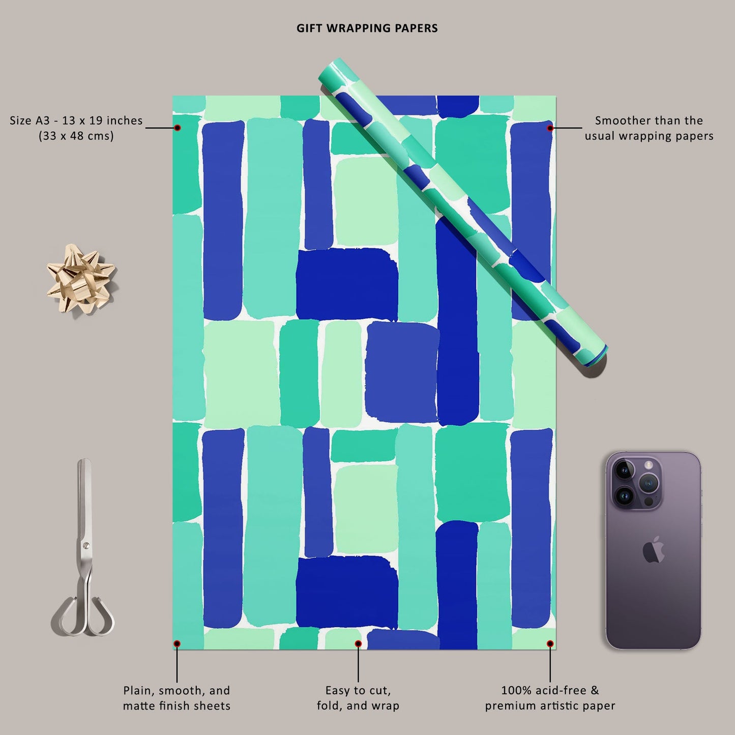 Brush Stroke Repeating Style D1 Art & Craft Gift Wrapping Paper