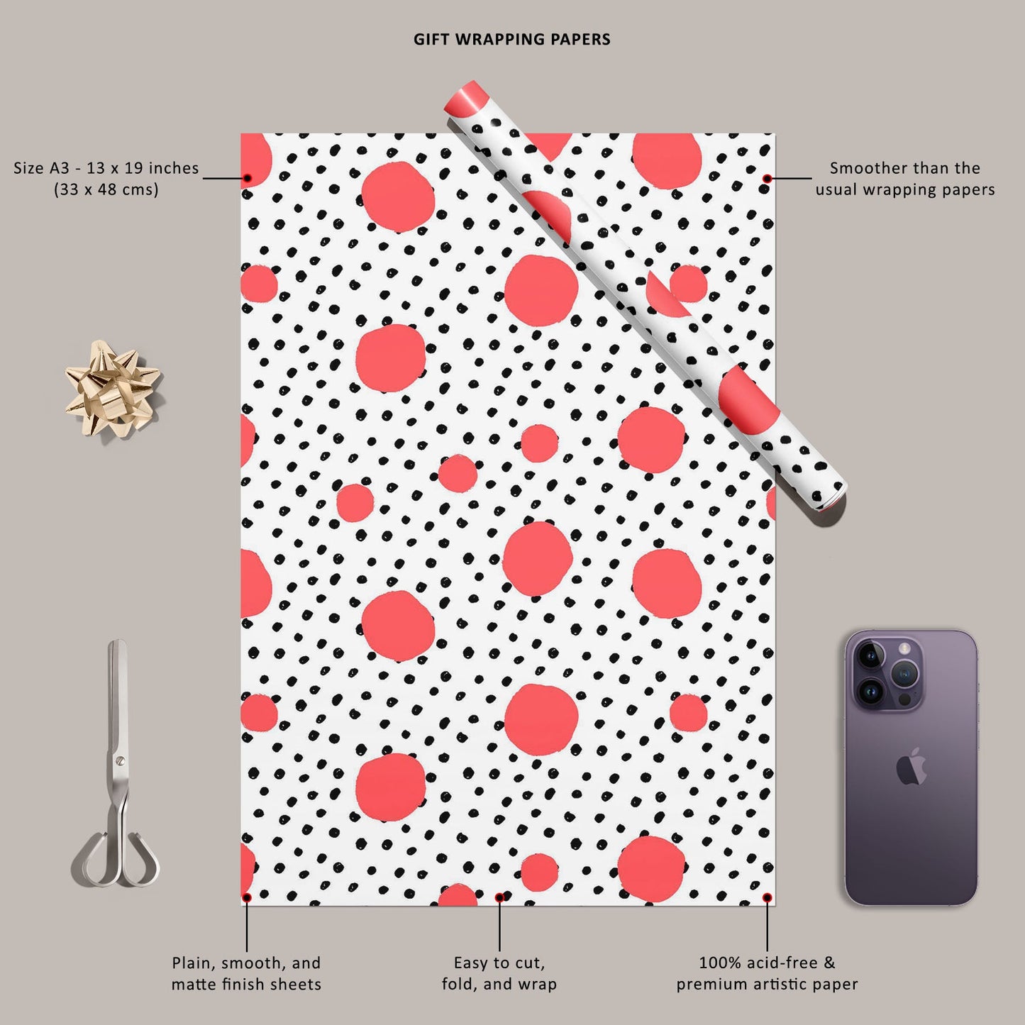 Round Shaped Repeating Style Art & Craft Gift Wrapping Paper