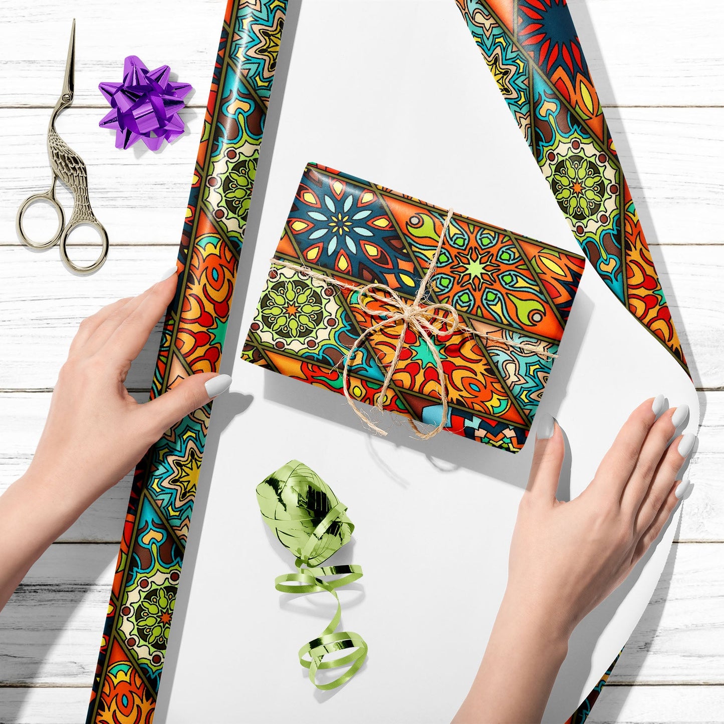 Vintage Floral & Mandala D11 Art & Craft Gift Wrapping Paper