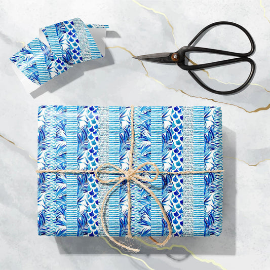 Abstract Watercolor Striped Waves Art & Craft Gift Wrapping Paper