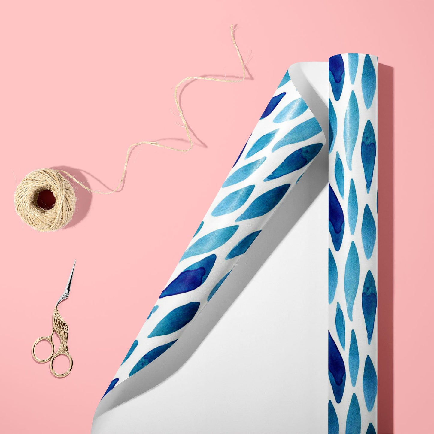 Hand Painted Watercolor Waved Shapes Art & Craft Gift Wrapping Paper