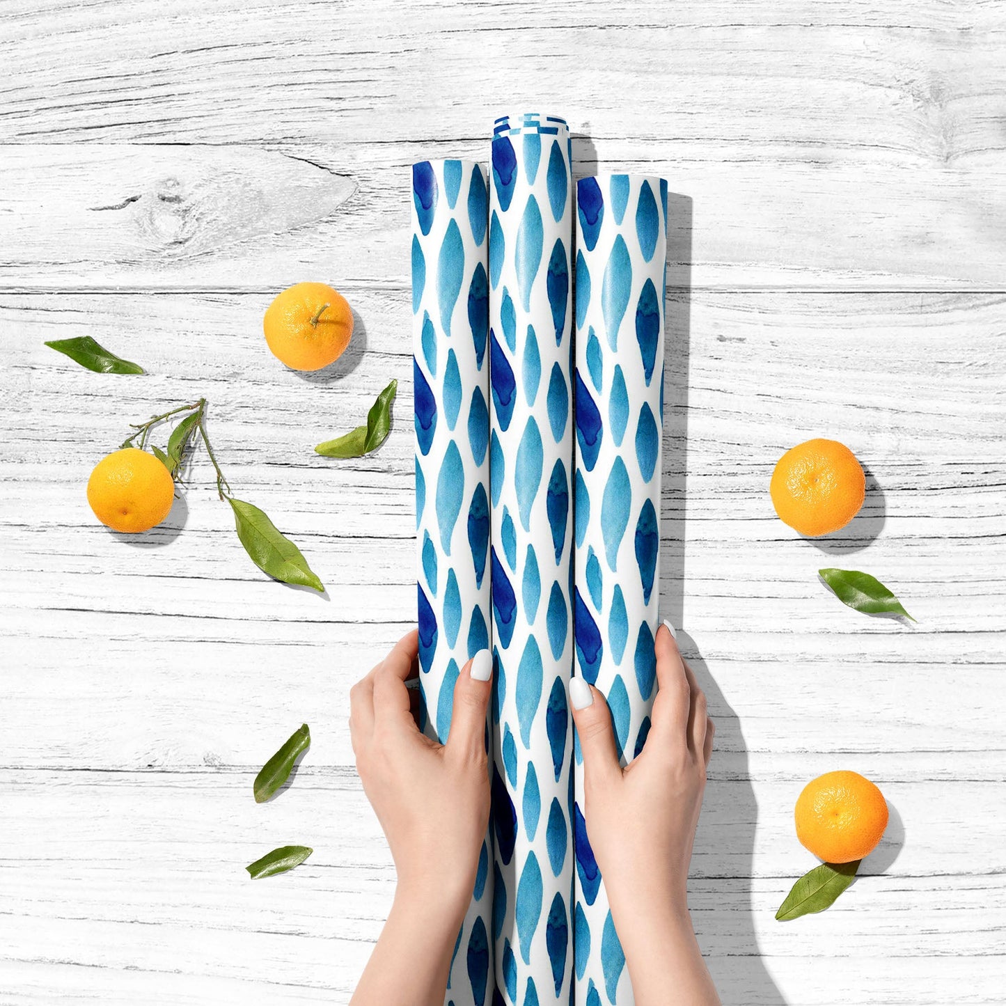Hand Painted Watercolor Waved Shapes Art & Craft Gift Wrapping Paper