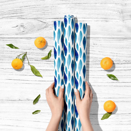 Hand Painted Watercolor Waved Shapes Art & Craft Gift Wrapping Paper