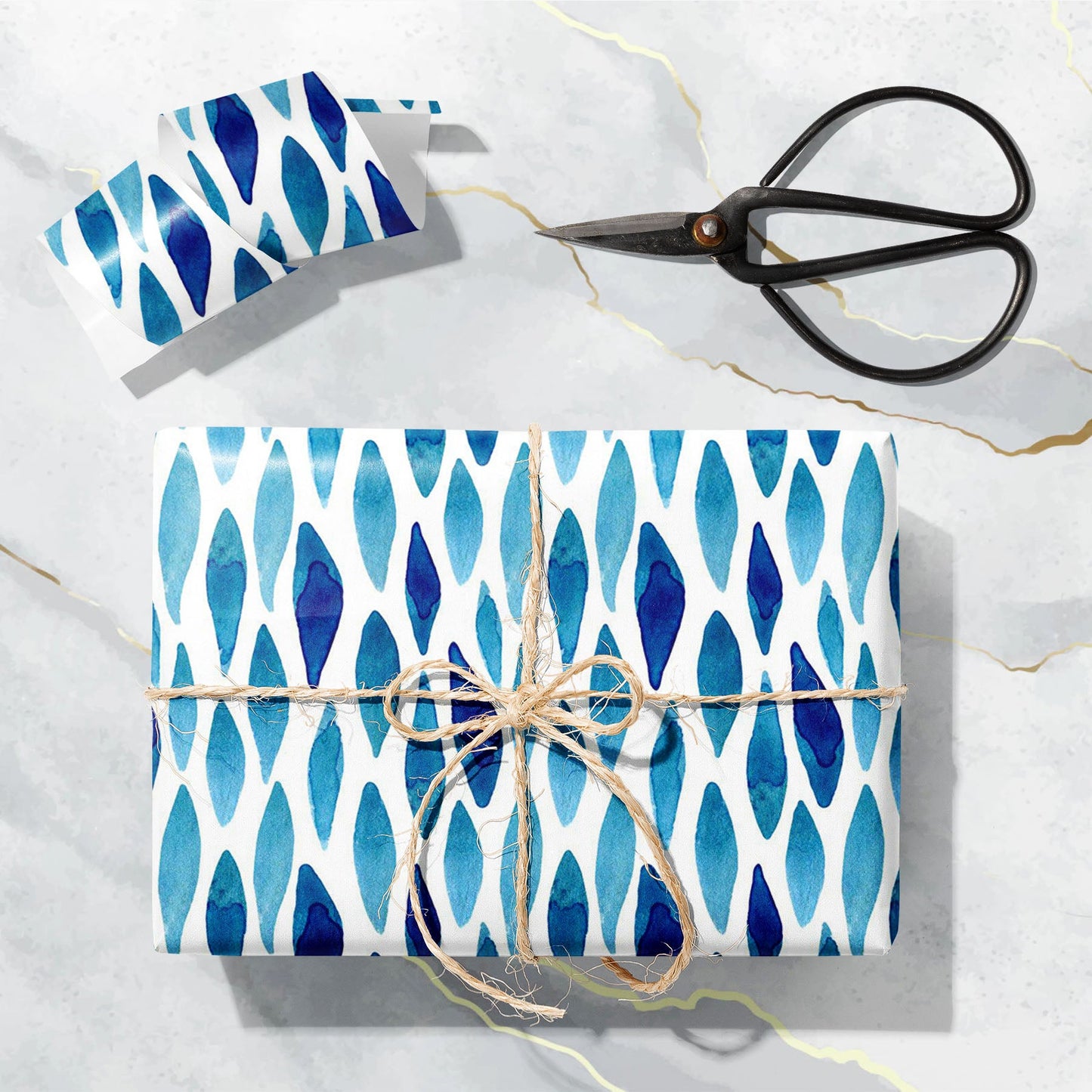 Hand Painted Watercolor Waved Shapes Art & Craft Gift Wrapping Paper