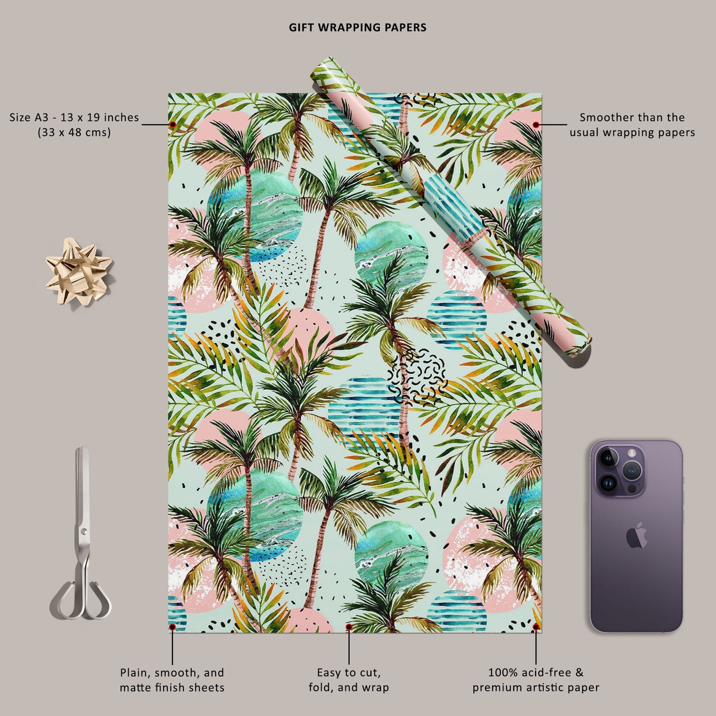 Abstract Tropical Palm Tree D2 Art & Craft Gift Wrapping Paper