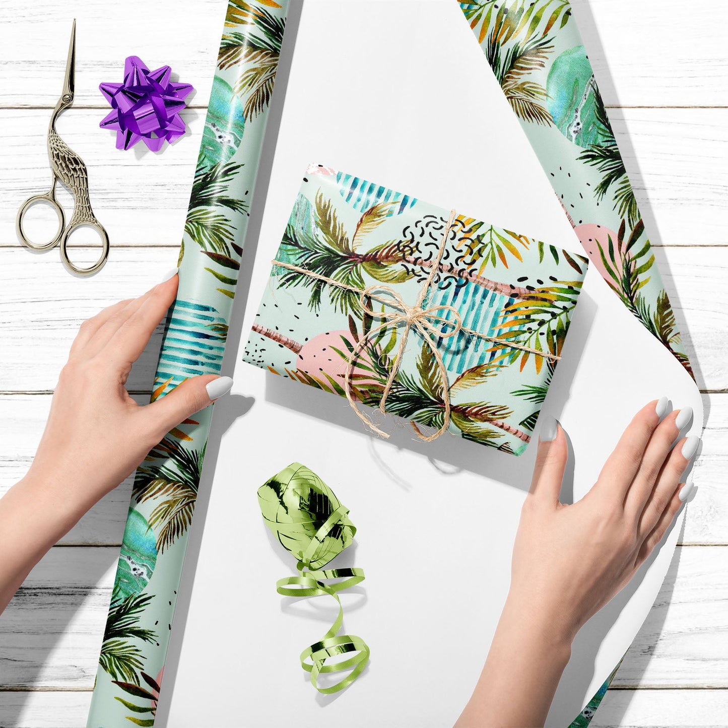 Abstract Tropical Palm Tree D2 Art & Craft Gift Wrapping Paper