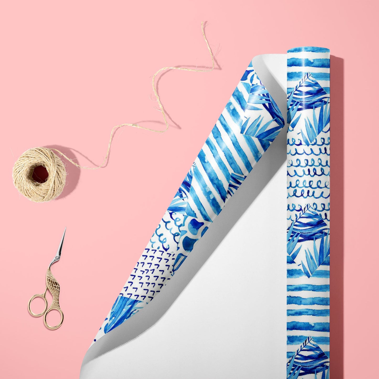 Abstract Blue Geometric Elements D1 Art & Craft Gift Wrapping Paper