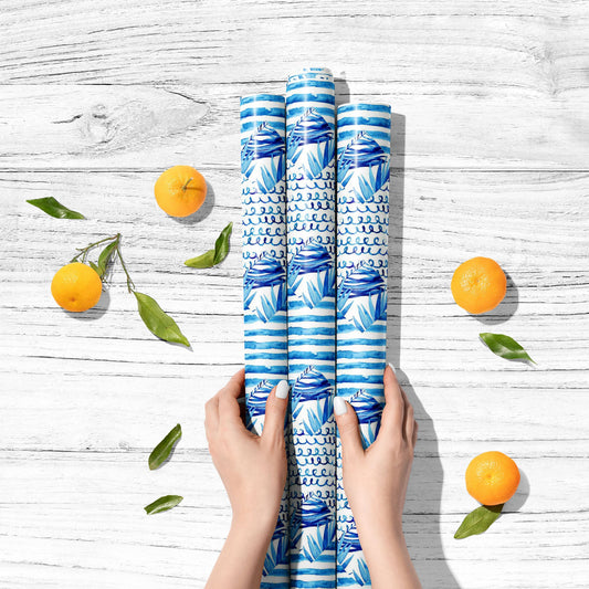 Abstract Blue Geometric Elements D1 Art & Craft Gift Wrapping Paper