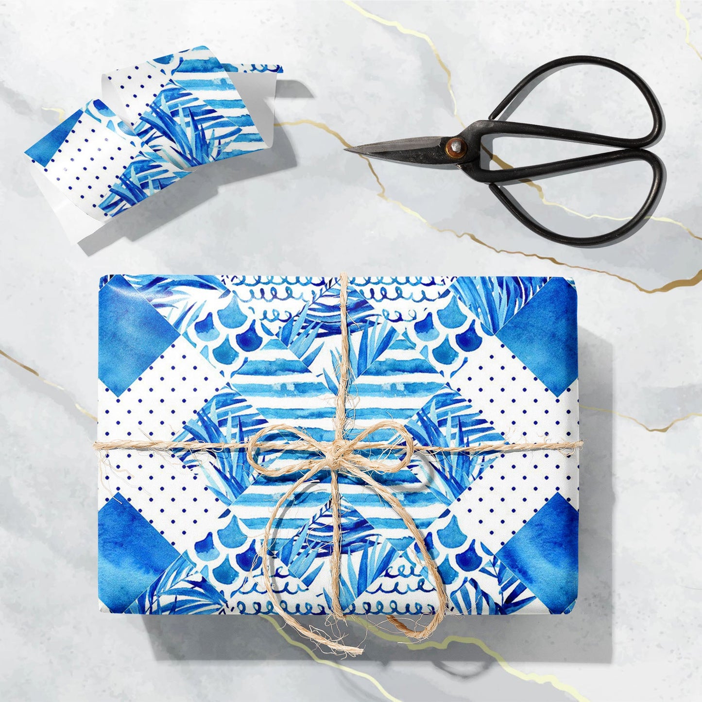 Abstract Blue Geometric Elements D1 Art & Craft Gift Wrapping Paper