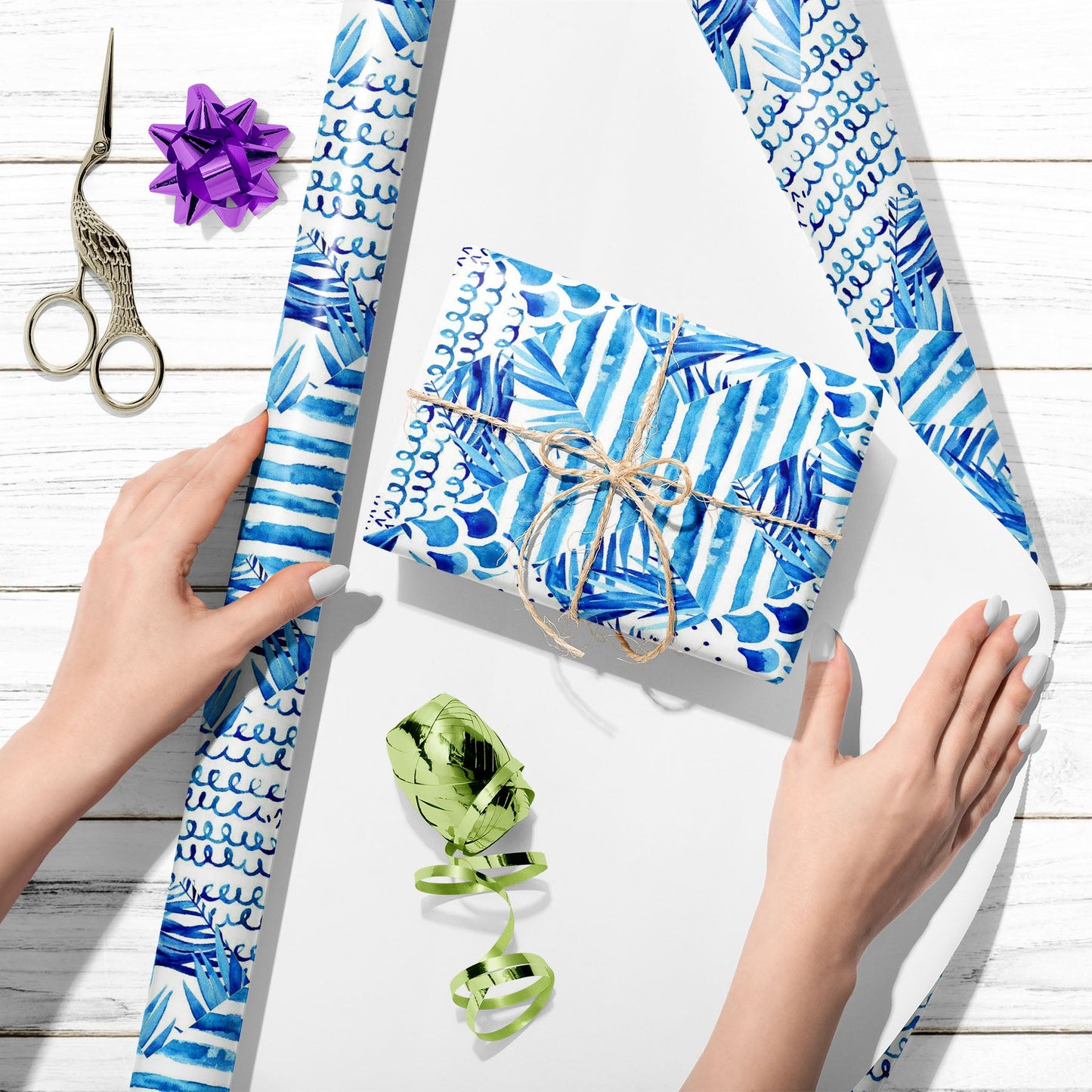 Abstract Blue Geometric Elements D1 Art & Craft Gift Wrapping Paper