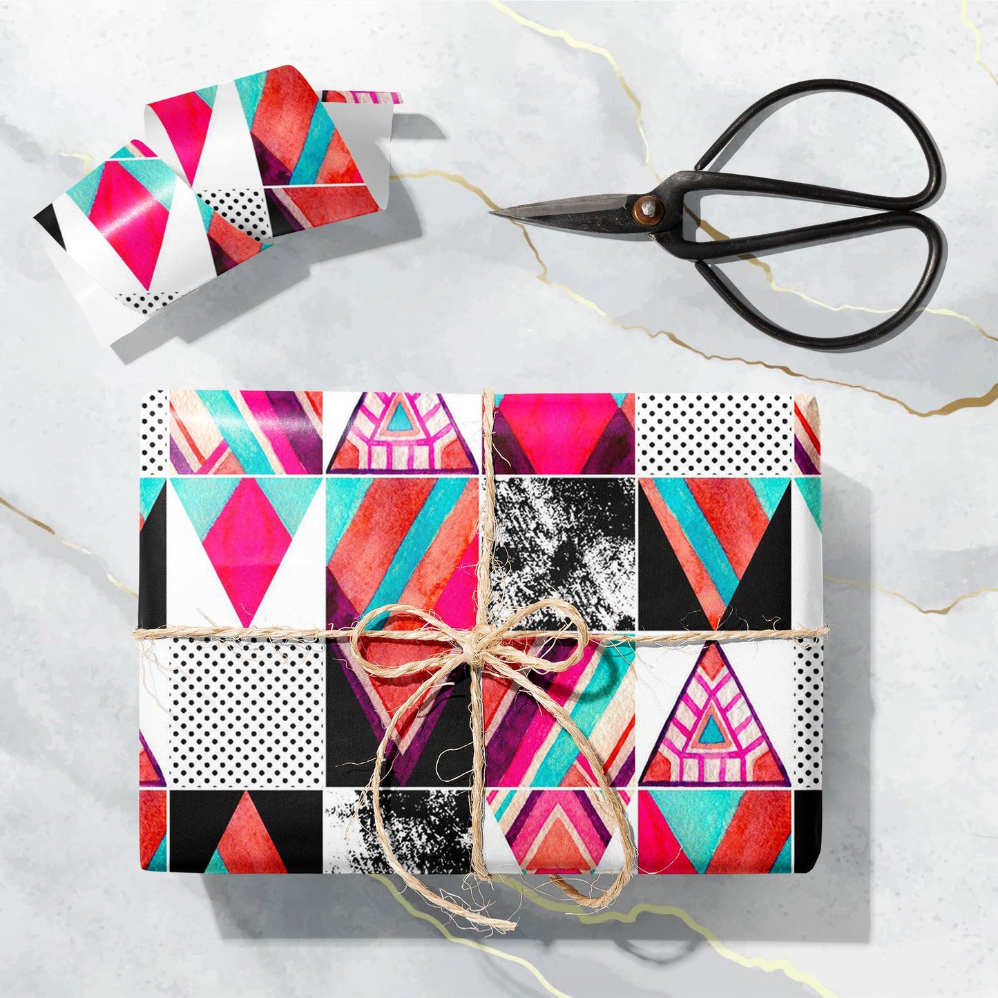 Abstract Squares & Triangles D3 Art & Craft Gift Wrapping Paper