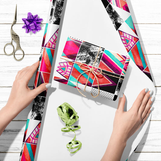 Abstract Squares & Triangles D3 Art & Craft Gift Wrapping Paper