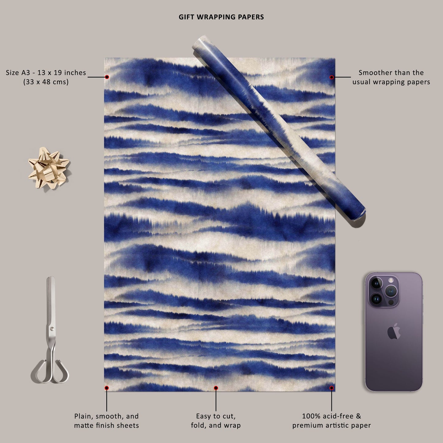 Watercolor Abstract Motif D2 Art & Craft Gift Wrapping Paper