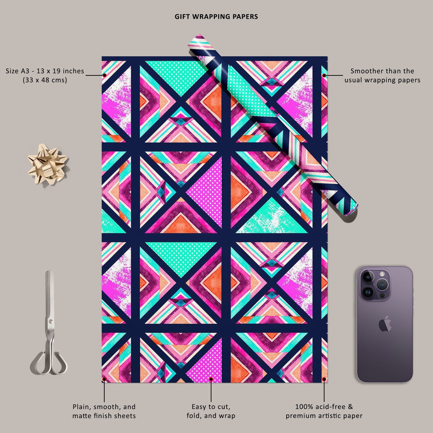 Hand-Drawn Triangles D1 Art & Craft Gift Wrapping Paper