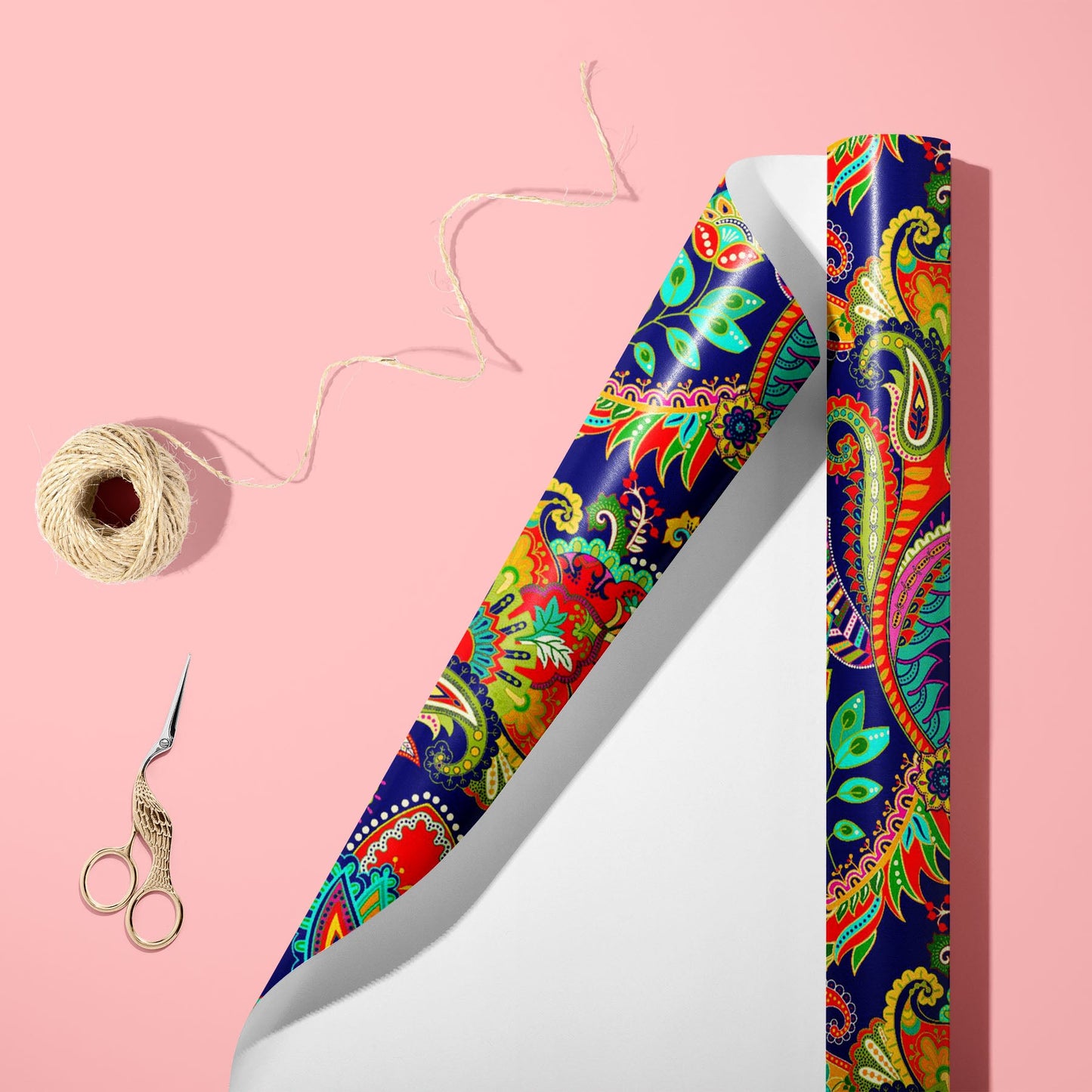 Indian Floral Paisley Pattern Art & Craft Gift Wrapping Paper