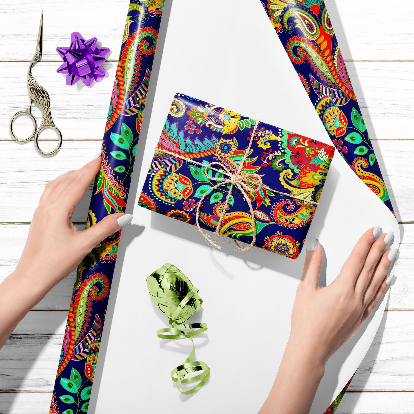 Indian Floral Paisley Pattern Art & Craft Gift Wrapping Paper