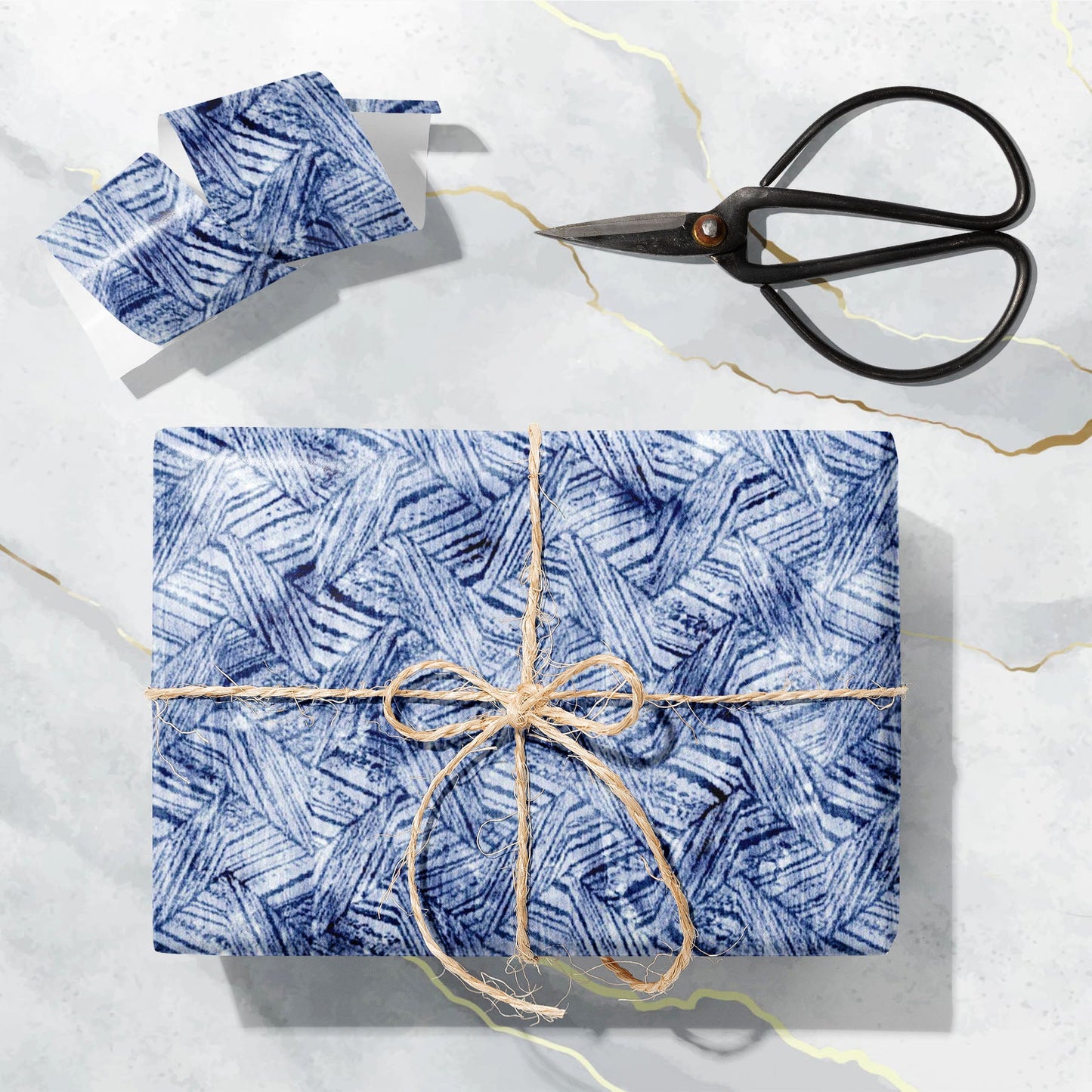 Abstract Indigo Dyed Stripes Art & Craft Gift Wrapping Paper