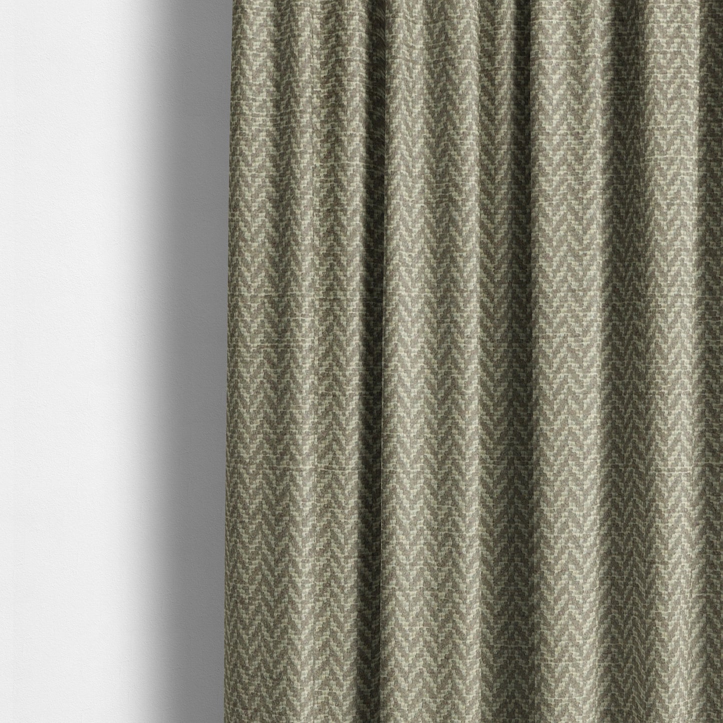 California Chevron Pattern Chenille Material In Silver Upholstery Fabric CTR-1244 - Made To Measure Curtains