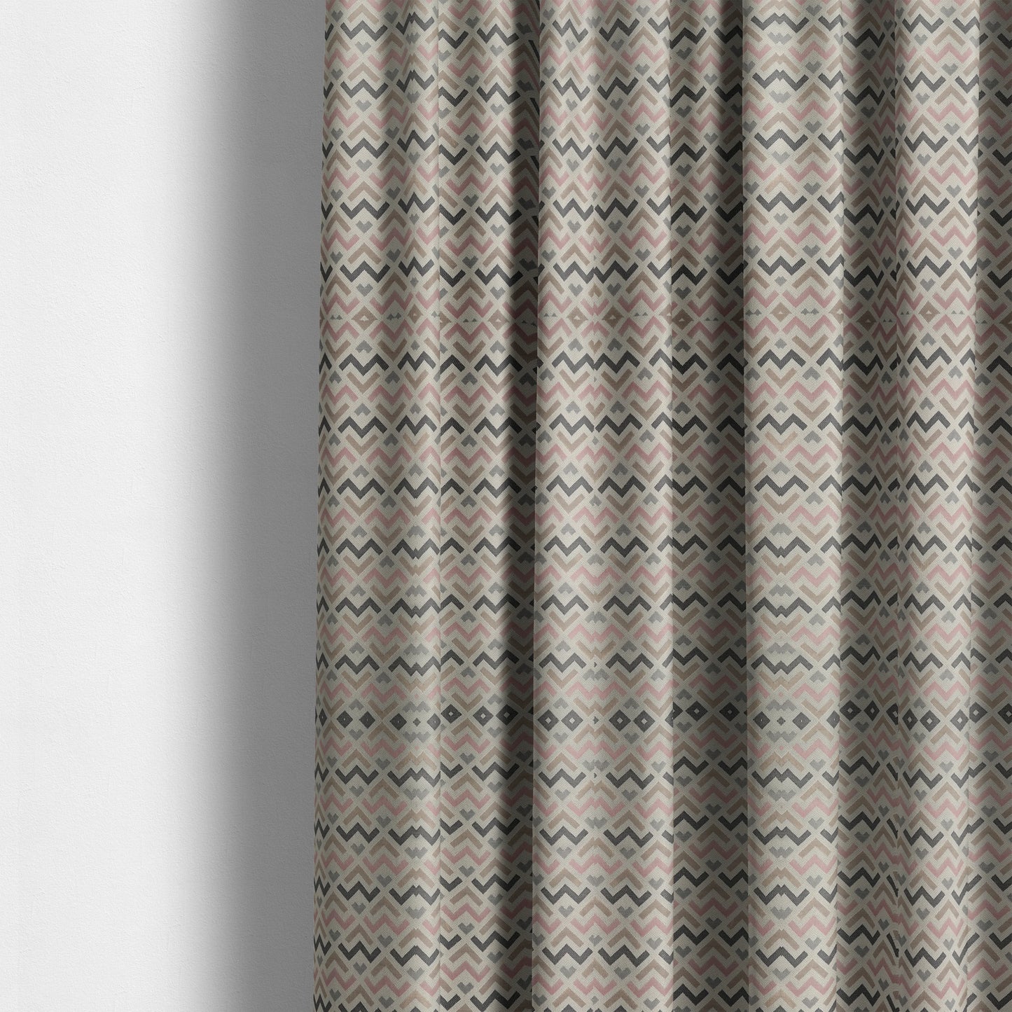 Oslo Geometric Pattern Grey Pink Gold Toned Upholstery Fabric CTR-1263 - Made To Measure Curtains